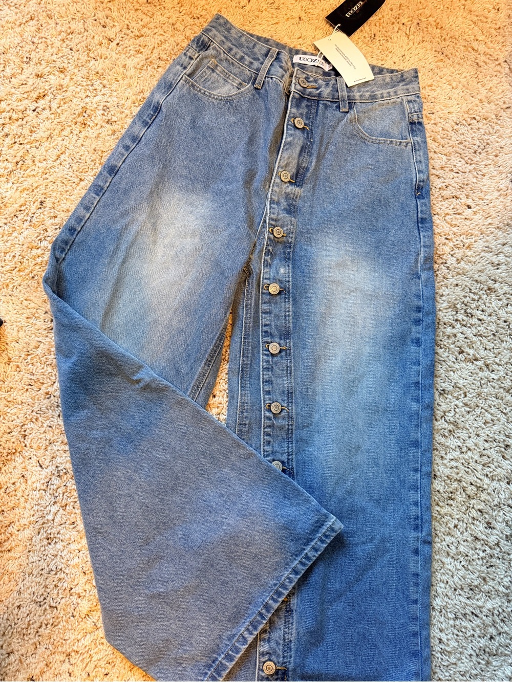 Boutique High-Rise Button Down Wide Leg Jeans size M